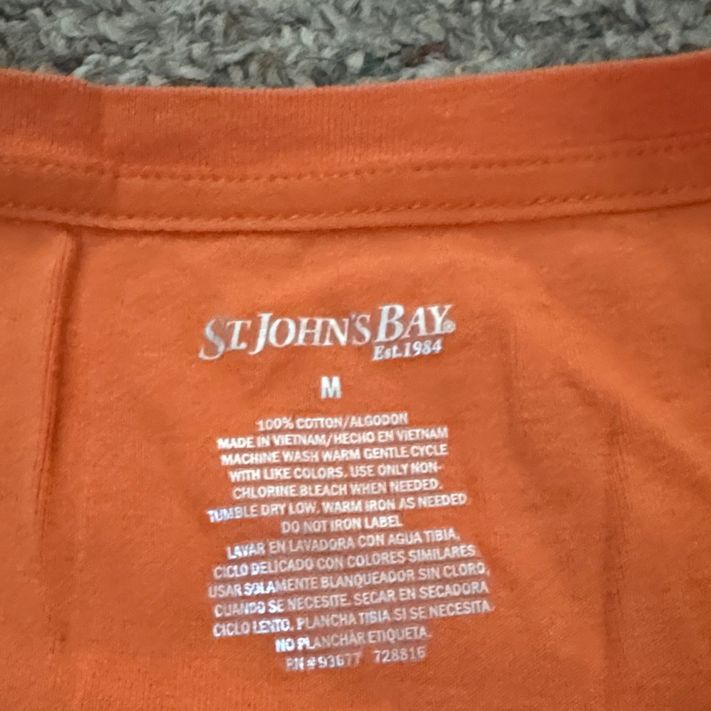 St. John's Bay Orange Short Sleeve V-Neck Top - Picture 2 of 2